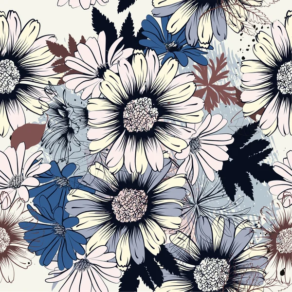 Floral διάνυσμα απρόσκοπτη υπόβαθρο με λουλούδια για σχεδιασμό — Διανυσματικό Αρχείο
