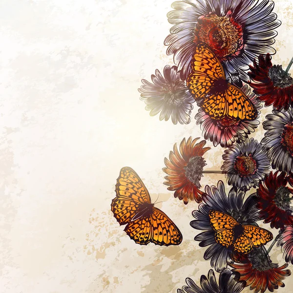 Fond vectoriel avec des fleurs de marguerite dans un style vintage — Image vectorielle