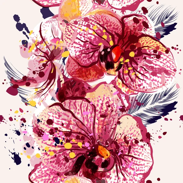 Illustration vectorielle transparente sur un thème tropical aux orchidées — Image vectorielle