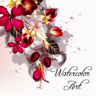 Arka plan veya illüstrasyon hibiscus çiçek retro tarzı ile