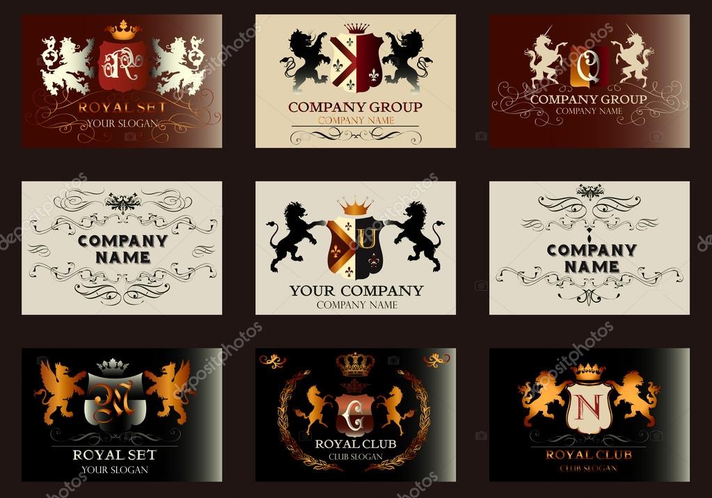 A collection of vector invitation cards or templates in vintage style for elegant design of credit cards branding or any other