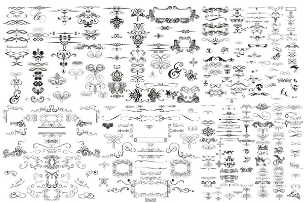 붓글씨 벡터의 컬렉션 flourishes을 소용돌이 모양 — 스톡 벡터