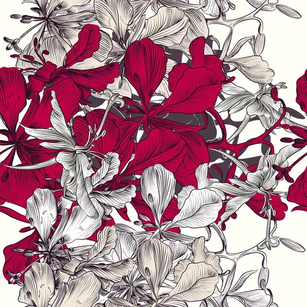 Patrón sin costura vectorial para el diseño de papel pintado con flores — Vector de stock