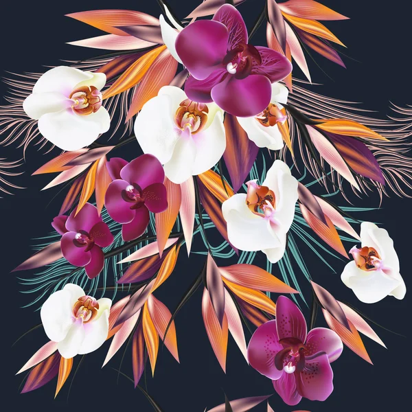 Illustration vectorielle transparente sur un thème tropical feuilles de palmier et — Image vectorielle