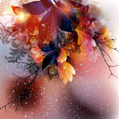 Renkli çiçekler ile çiçek şablon