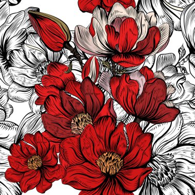 vektör çiçekli duvar kağıdı tasarımı için seamless modeli