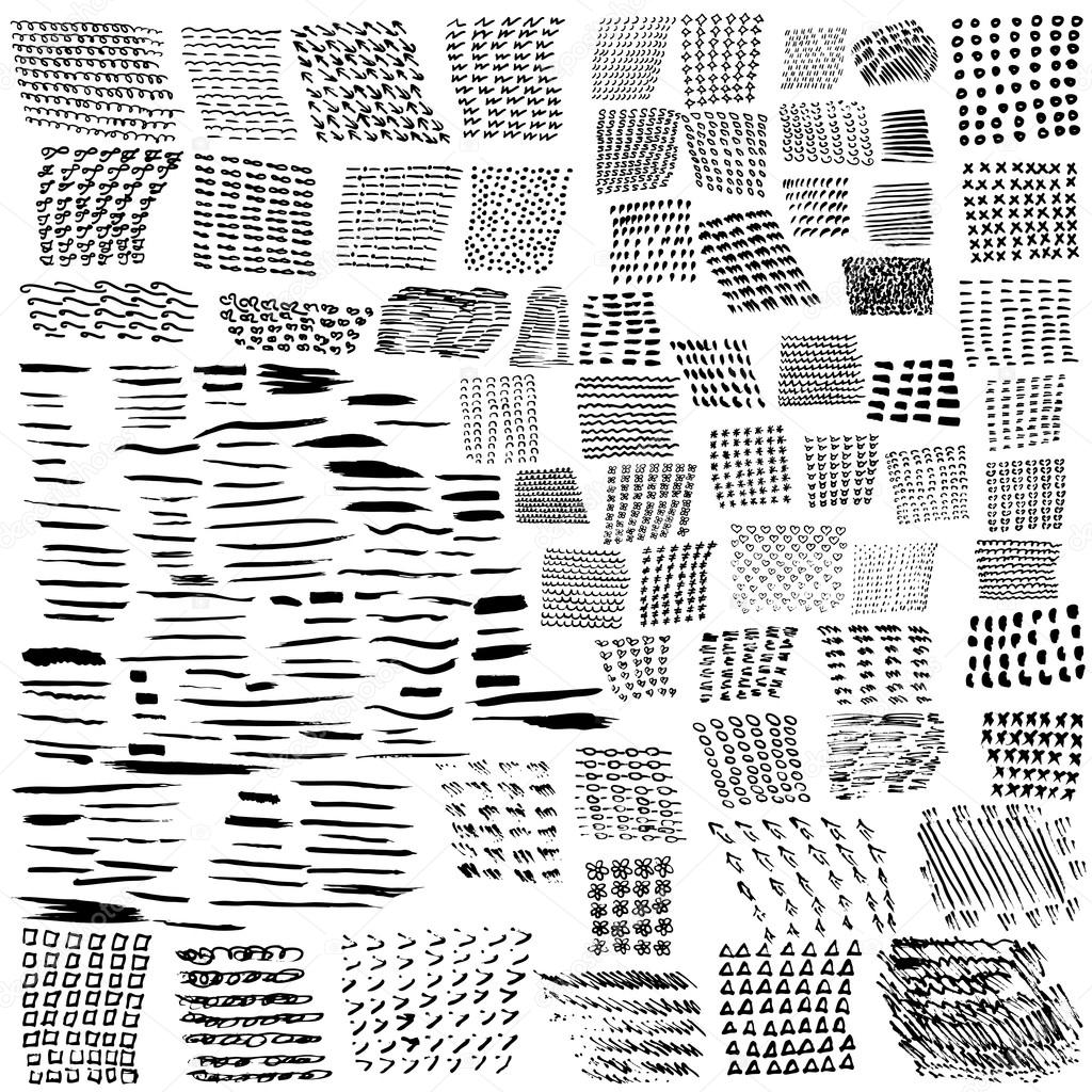 Vector pack of textures and strokes and textures for digital bru