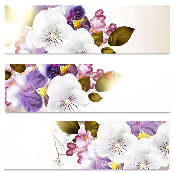 Business cards set in floral style with flowers — Stock Vector