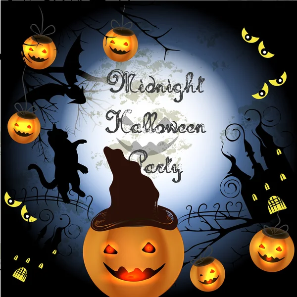 Halloween poster met pompoen voor partij en disco design — Stockvector