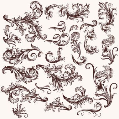 Vector floral swirls vintage tarzı dizi