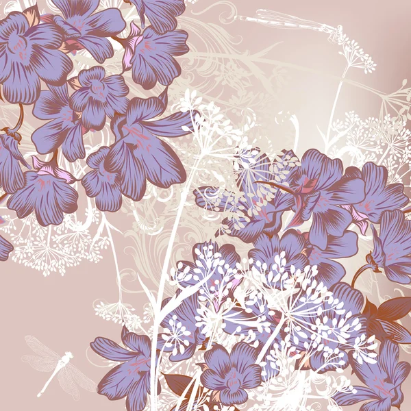 Blommig bakgrund med blommor — Stock vektor