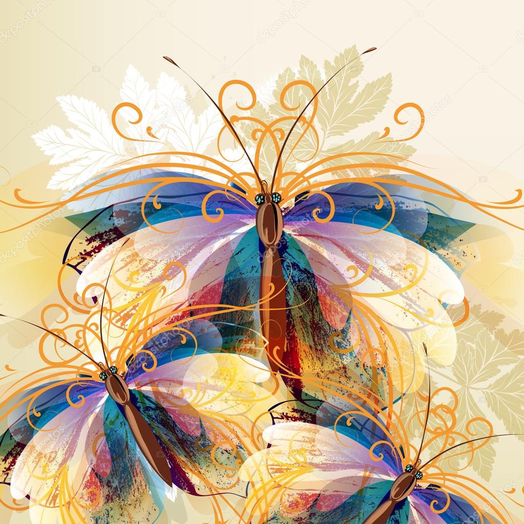 Colorful background with butterflies