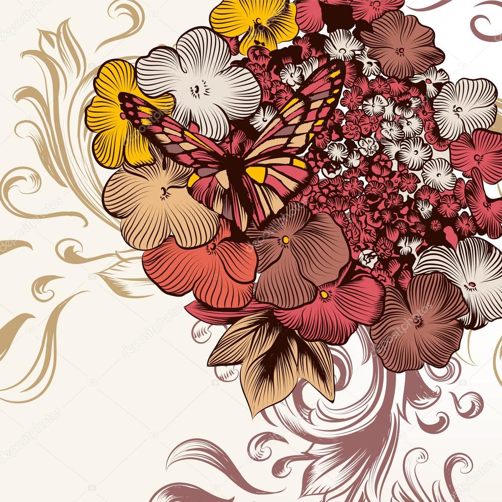 Fashion floral background with flowers