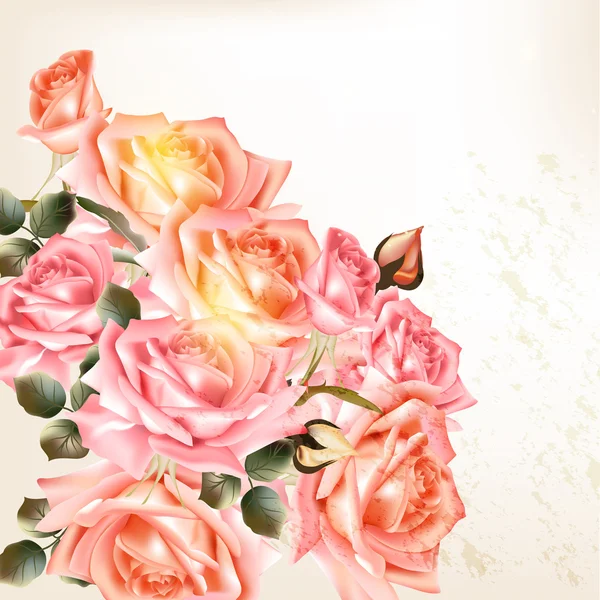 Fundo vetor bonito em estilo vintage com flores de rosa — Vetor de Stock
