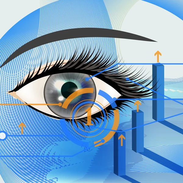 ΔΙΑΔΙΚΑΣΙΑ ιδρυσης επιχειρησης διάνυσμα με μπλε μάτι — Διανυσματικό Αρχείο