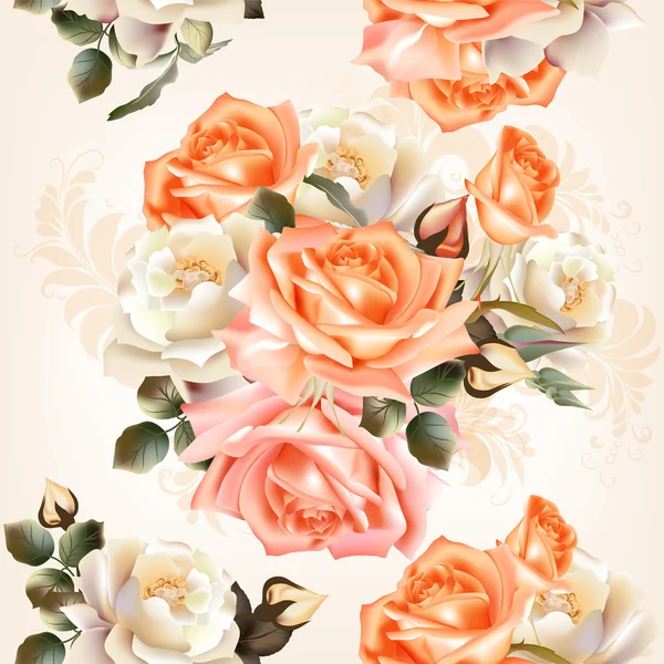 Motif floral sans couture avec des roses et des fleurs en aquarelle st — Image vectorielle