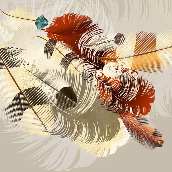 Καλλιτεχνικό υπόβαθρο με ρεαλιστική φτερά διάνυσμα — Διανυσματικό Αρχείο