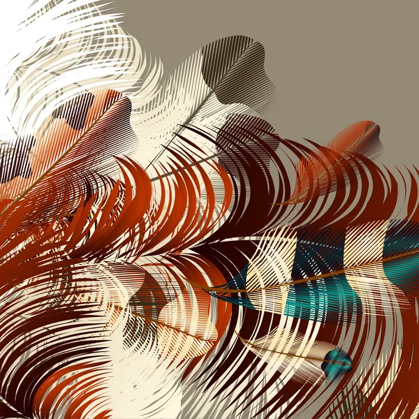 Fond avec des plumes colorées réalistes vectorielles — Image vectorielle