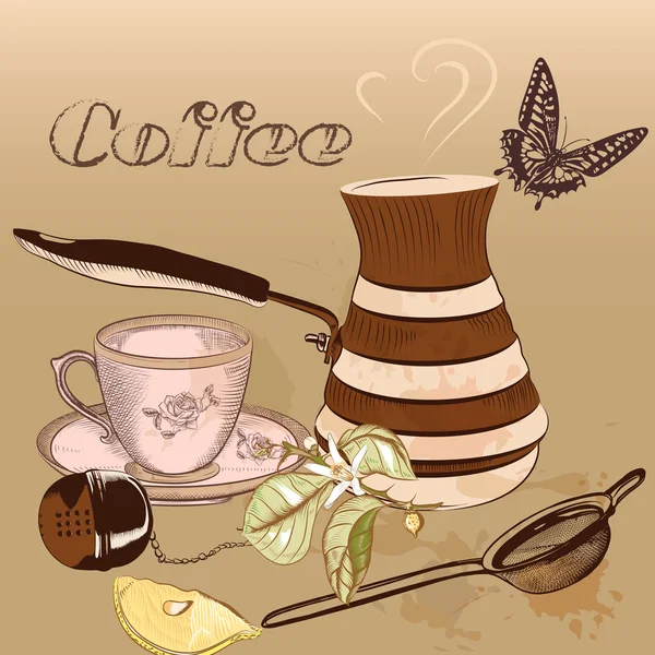 Fondo de café con taza de café — Archivo Imágenes Vectoriales