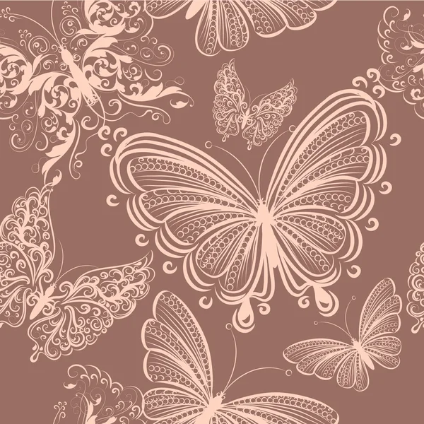 蝶とシームレスな壁紙かわいいパターン — ストックベクタ