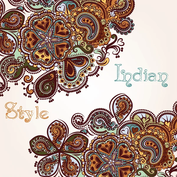 Fashion background with swirl ornament in Indian style — Stock Vector