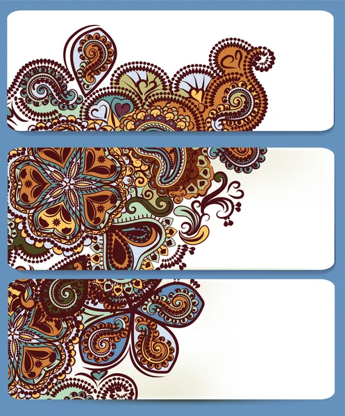 Arrière-plans floraux sertis d'ornement coloré dessiné à la main — Image vectorielle