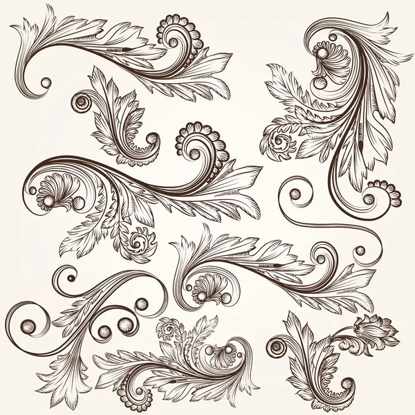 Gyűjteménye vektor kézzel rajzolt swirls design — Stock Vector