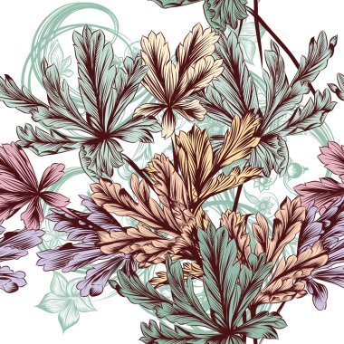 Çiçek vektör sorunsuz arka plan pastel yeşillik ile