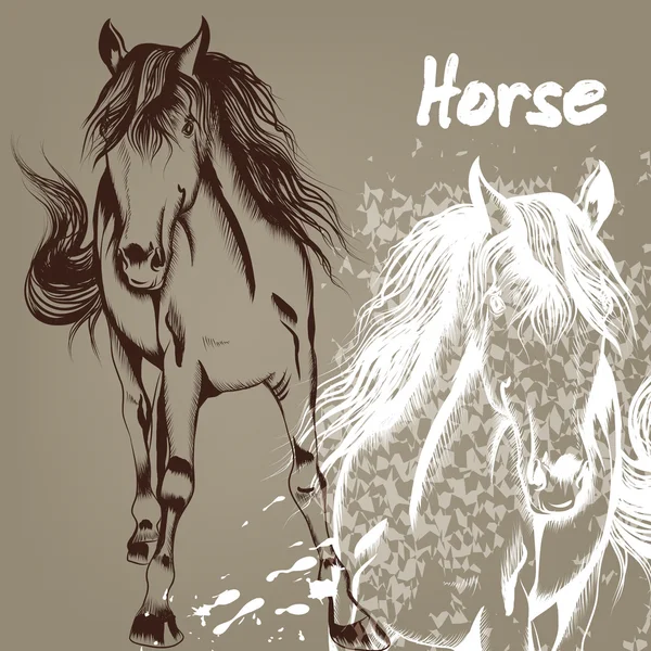 Ручной фон с лошадью — стоковый вектор
