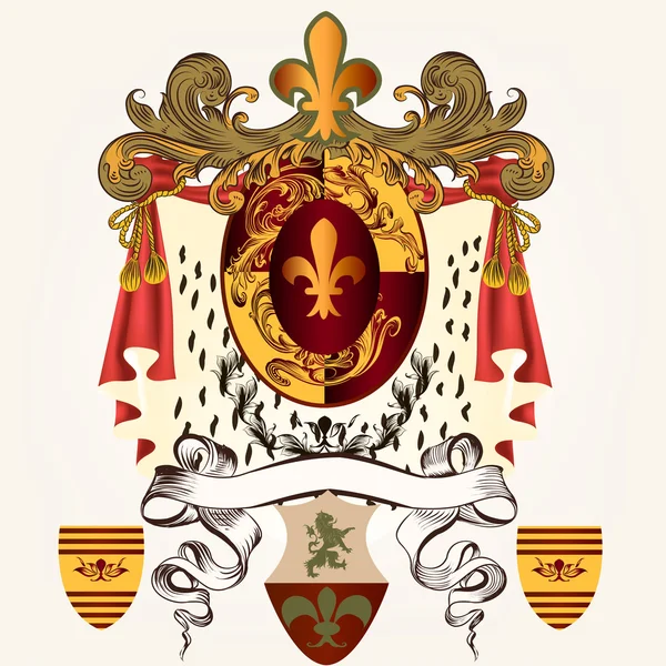 Diseño heráldico con escudo de armas y estandarte — Vector de stock