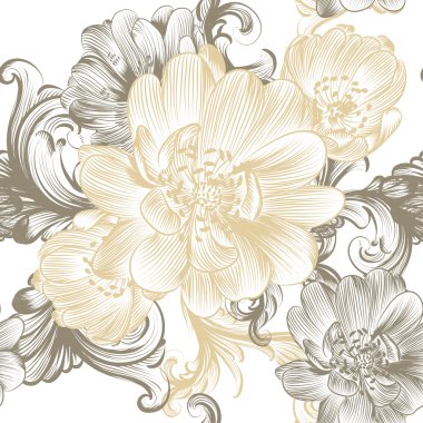 Pastel renklerde çiçekler çiçek seamless modeli el ile çizilmiş