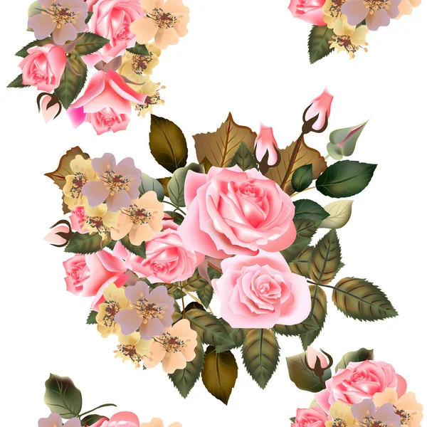 Floral seamless wallpaper pattern with roses — 图库矢量图片