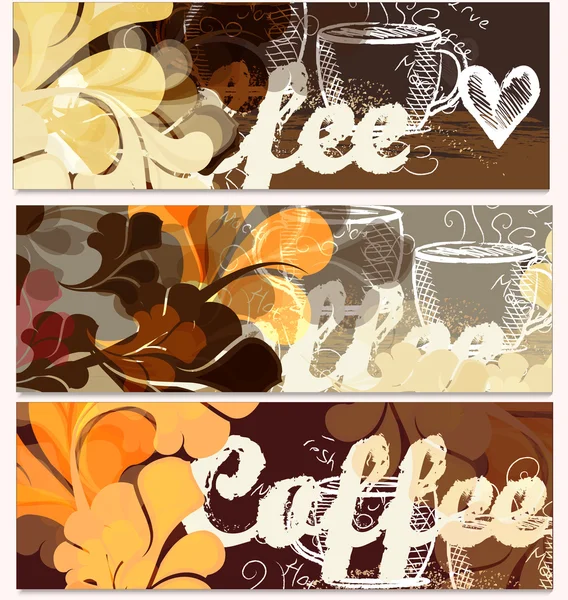 Grunge fonds de café ensemble — Image vectorielle