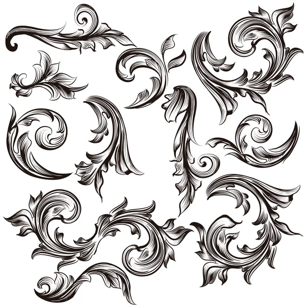 Collection of calligraphic swirls in vintage style — Stock Vector