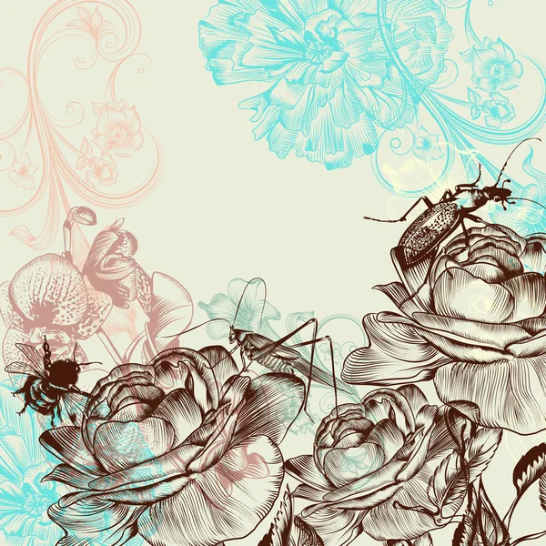 Fondo floral de moda con rosas — Vector de stock