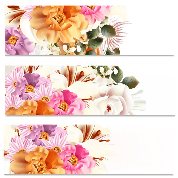 Floral brochures instellen met bloemen — Stockvector