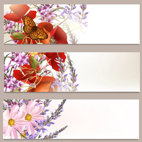 Blumenbroschüren aufgestellt — Stockvektor