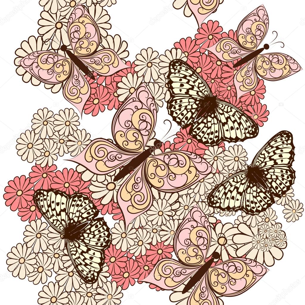 Butterfly seamless vector pattern