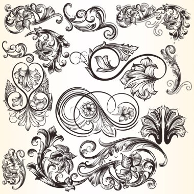 Collection of vector decorative elements for design clipart