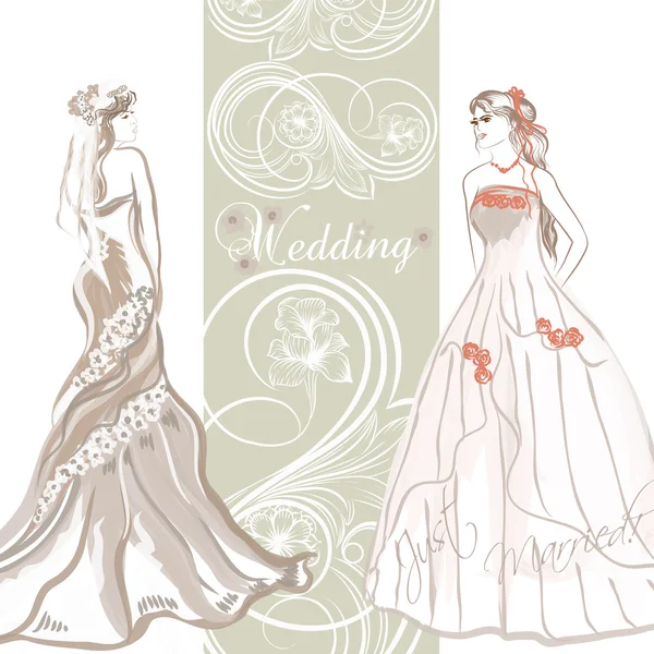 新娘在柔和的颜色优雅婚礼请柬 — 图库矢量图片