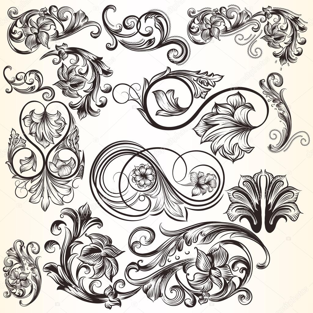 Collection of vector decorative elements for design