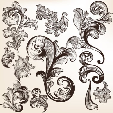 vektör swirls vintage tarzı tasarım kümesi