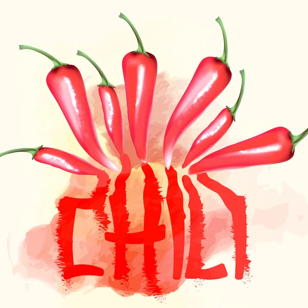 Chiles rojos picantes sobre blanco — Vector de stock