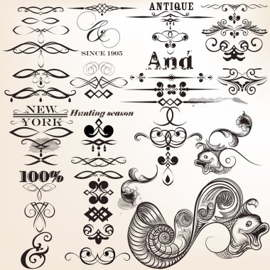 Vektör kaligrafik öğelerin ve flourishes koleksiyonu