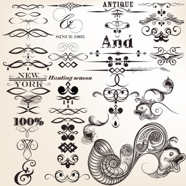Collection of vector calligraphic elements and flourishes clipart