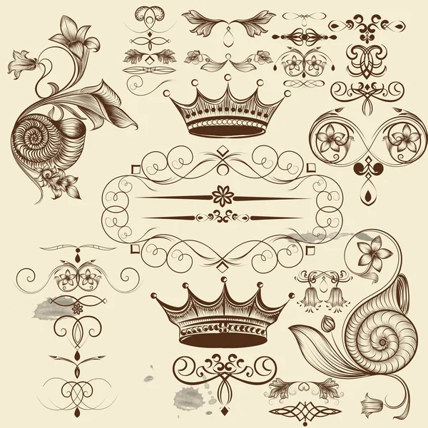 Vector set of calligraphic flourishes for design — Stock Vector