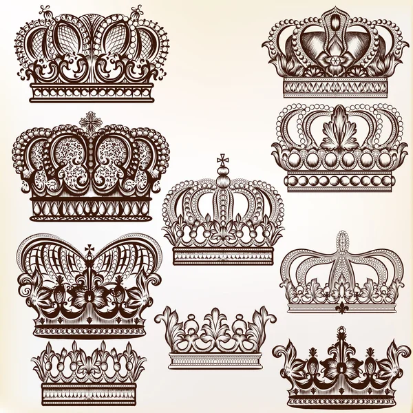 Векторные королевские короны для дизайна — стоковый вектор