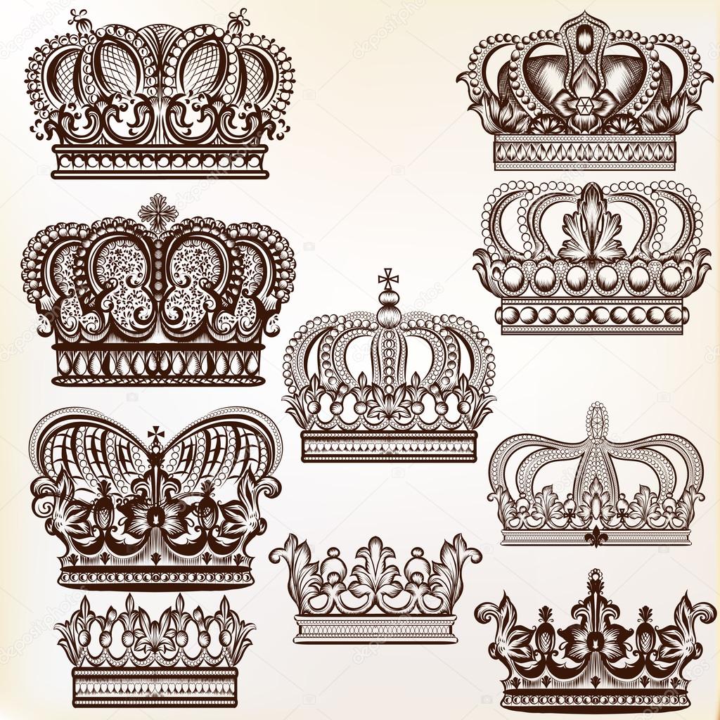 vector royal crowns for design