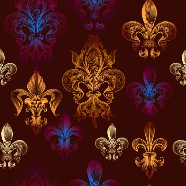 Heraldic seamless wallpaper pattern with fleur de lis clipart