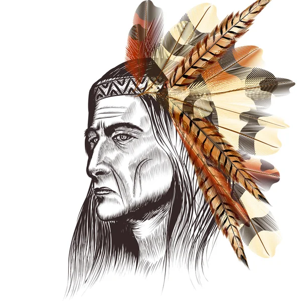 Leader indien en plumes — Image vectorielle